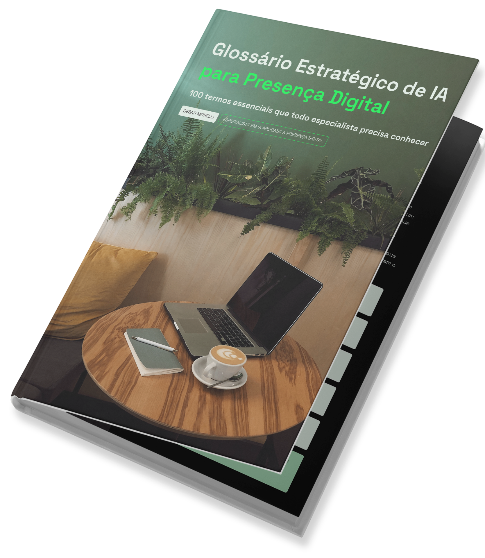Mockup do livro Glossário Estratégico de IA para Presença Digital